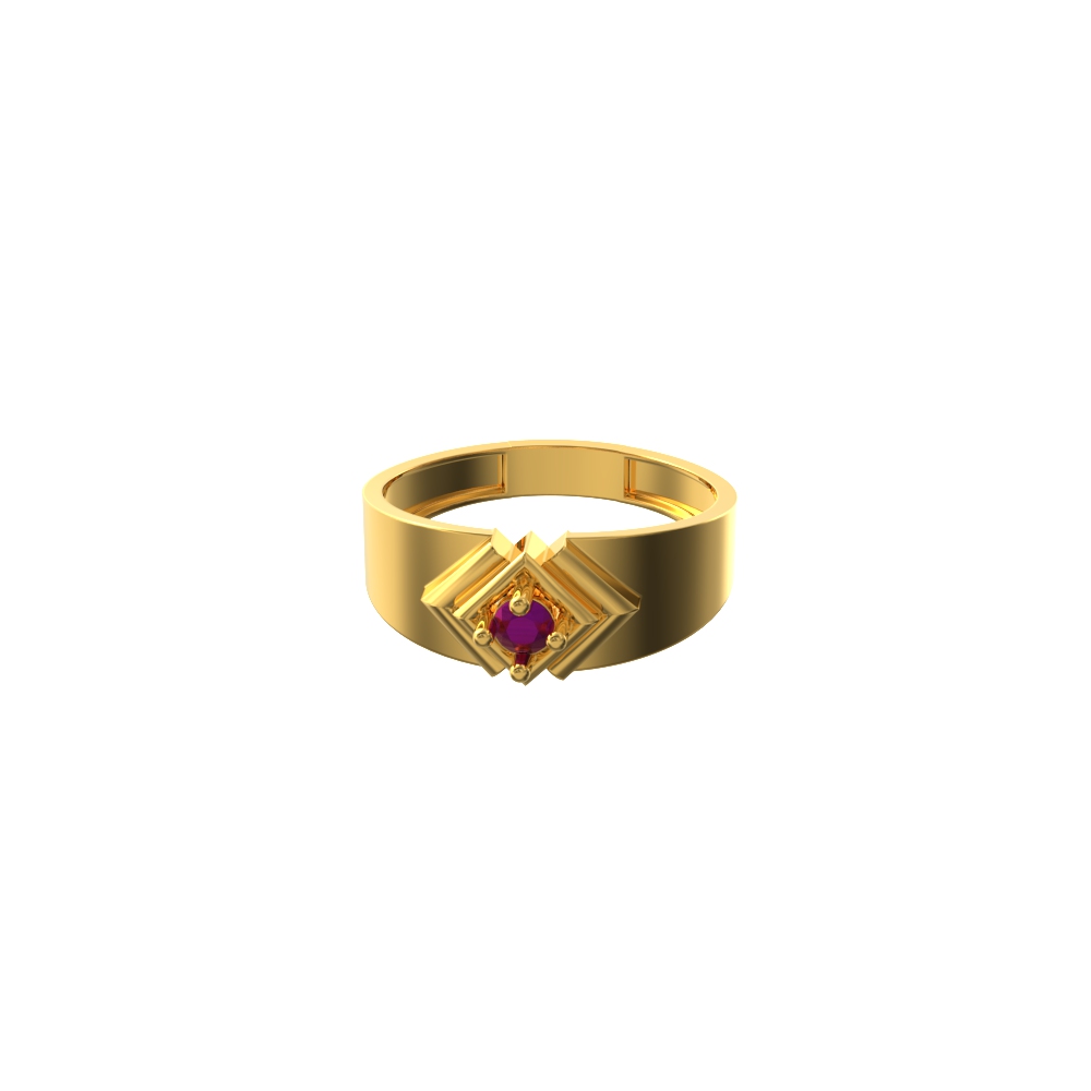 Rectangle Pink Stone Mens Ring
